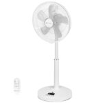 4UMOR DC Standing Fan, 16 inch Pedestal Fan with Remote Control, 20dB Quiet Floor Fan, 9 Speeds|4 Modes|9H Timer|90°Oscillation|Height Adjustable