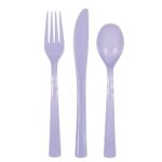 Unique Party 39486 Plastic Cutlery Set, Lavender, Pack of 18