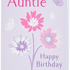Traditional Birthday Card Auntie - 7 x 5 inches - Piccadilly Greetings, purple|pink|white|peach
