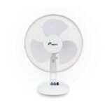 Table Fan Desk Fan 12Inch with 3 Speed Oscillating Stand Fan Low Noise Strong Resistant Base Desktop/Bedside Fan, Ideal for Home and Office, (WHI