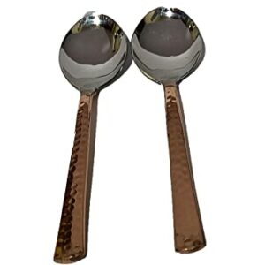 Set of 2 steel copper dinnerware spoon flatware set tableware cutlery set, utensil sets for home restaurant
