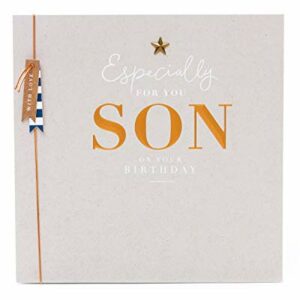 UK Greetings Birthday Card for Son - Gold Lettering Design, Multi, 159mm x 184mm