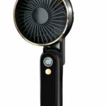 AeroGrade UK Hand held fan Portable fan USB rechargeable with power bank, desk fan hand fan travel fan, 5 speeds&Digital display Cooling 180° Adj