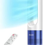 Acoolir Tower Fan, 22" Bladeless Fan with Remote, LED Display with Auto Off, 8 Speeds, Quiet Cooling, 9H Timer, 80°Swing, Easy to Clean, Space-Sa