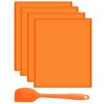 4pcs Silicone Dehydrator Mats with Edge Non-stick Dehydrator Sheets, Multifunctional Food Fruit Dehydrator Trays Baking Mats with Silicone Scrape