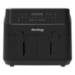 Devology Double Air Fryer - 9L - 2 x 4.5L Independent Cooking Zones - Free 50 Recipe Cookbook- 12 Cooking Programs - Digital LED Display Airfryer