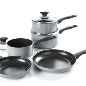 OXO Softworks Cookware Set, 5 Piece Pot and Pan Set, 3-Layered German Engineered Non-Stick Coating, Induction, Grey