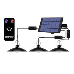 ROSEBEAR Solar Pendant Lights Outdoor, Solar Shed Light, 3 Head Solar Lights IP65 Waterproof Pathway Lights Solar Powered Remote Control for Gard