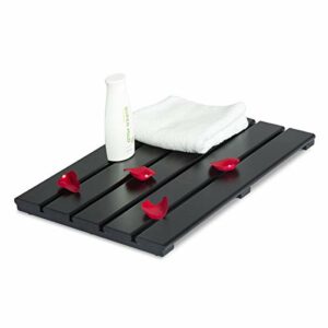 GOBAM Bamboo Bath Mat, Small, 50 x 33 x 3.2 cm - Non Slip Shower Mat for Spa, Sauna, Kitchen, Indoor & Outdoor Spaces, Water Resistant, Easy to C