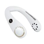 AHOAO Portable Neck Fan, Rechargeable Neck Fans with Digital Display, 3 Speed Adjustable Bladeless Neck Cooler, Personal Face Neck Fans for Women