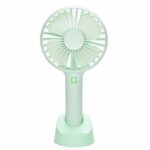 QINUKER Mini Handheld Portable Fan, USB Hand held Personal Fans Rechargeable Battery Powered Hand held Fan with Base Battery 4 Modes for Home Off