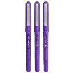 Uni Ball Eye Purple Case Rollerball Pen, 0.7 mm Fine Tip, Line Width 0.5 mm, for Quick Dry Series Ink Pigment UB-157D (3 Pack)