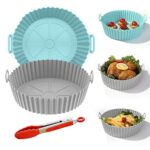 Air Fryer Liners 2 Pcs with Tong Silicone Air Fryer Liner Air Fryer Accessories Reusable Air Fryer Liners Kitchen Accessories