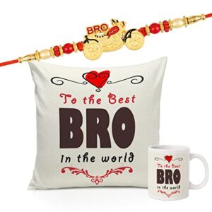 TIED RIBBONS Rakhi for Brother with Gift | Rakhi for Bhaiya | Bhai Rakhi Set for Brother - Raksha bandhan Rakhi Thread | Cushion with Filler (12