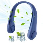 DSLIHA Portable Neck Fan, USB Rechargeable Wearable Hanging Bladeless Hands Free Fan with 3 Speeds, 360°Cooling Personal Fan for Men Women Kids H