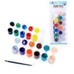 TBC The Best Crafts Acrylic Paint Pots 12 Basic Colours with Brush DIY Paint Set for Kids Adults