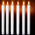 Flameless White Taper Candles with 6H Timer,Flickering Battery Operated Window Candles,10 Inch Long 3D Flame Plastic Candles for candlesticks, Le