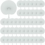WAIZHIUA 72Pcs White Paper Fans Round Folding Fan Wedding Fans Chinese Handheld Fans with Plastic Handles for DIY Summer Wedding Birthday Party F