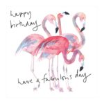 The Heritage Press Birthday Card with Envelope 'Pink Flamingo' - Eco-friendly - Made in UK - 150X150mm