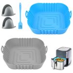5PCS Air Fryer Silicone Pot, 2 Pack Reusable Silicone Air Fryer Liners, Air Fryer Accessories, Replacement Reusable for Disposable Parchment Pape