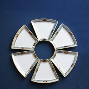 SDFGH Fan shaped Platter Tableware Combination Household Set Ceramic Bowls And Dishes Round Table Plates (Color : A, Size : As shown)