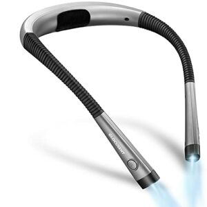 Glocusent Neck Reading Light, Book Light for Reading in Bed at Night, Rechargeable Neck Light Long Lasting Up to 80+ Hrs, 3 Colours & 6 Brightnes