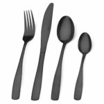 Cutlery Set, Bettlife 16-Piece Tableware Set Stainless Steel Flatware Silverware Set with Matt Black Knife and Fork Set, Service for 4, Dishwashe