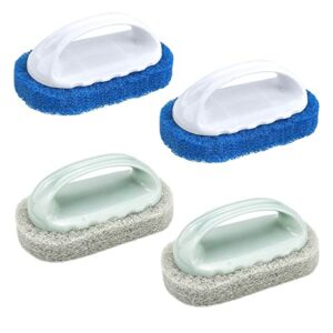 4pcs Bathtub Tile Cleaning Sponge Brush Abrasive Pads Brush Sponge Scourers Quick Clean Heavy Duty Griddle Pad BBQ Grill Cleaner Brush, for Kitch