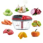 AEX Manual Food Processors Multi-Function & Chopper with Cover and Handle, Garlic Press Vegetable Chopper Shredder,Suitable for Onions Gingers Pe