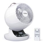 Air Circulator Desk Fan, 20 dB Quiet Electric Cooling Fan for Bedrooms, Energy Efficient, Powerful Turbo Oscillating Cooling Fan with Remote Cont