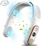 TONIFAY Portable Neck Fan Bladeless Rechargeable 5000 mah 3 Speed Wearable Fans Personal Neck Air Conditioner Cooler with 4 Turbo Motor LED Displ