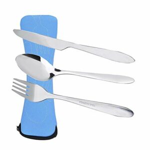 Prettyui Silverware Cutlery Set Stainless Steel with Organizer Bag Travel Camping Flatware Dinnerware Tableware Kit with Storage Lunch Box for Pi