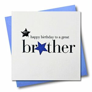 Claire Giles Hearts and Stars Happy Birthday Brother Card, Blue