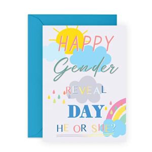 Central 23 Gender Reveal Card - 'Happy Gender Reveal Day' - Celebration Card for New Parents - Gender Announcement Card for New Mum & Dad - Comes