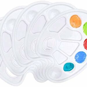 5 Pcs Paint Palette,Mixing Pallet 10 Well White Round Paint Palette with Thumb Hole for Watercolor Acrylic and Oil DIY Craft Professional Art Pai