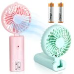2 Pieces Portable Fan Small Hand Desk Fan AA Battery Powered Operated Handheld Fan, Mini Fan Foldable Desktop Fans for Cooling Travel Office Bedr