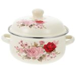 UPKOCH Cooking Pots Enamel Stockpot Soup Pot Cooking Pot with Handles Enamel Stock Pot Stockpot Steam Soup Bowl with Lid Earthen Casserole Pot St