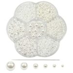 TOAOB 1248pcs Pearl Beads White Round Loose Imitation Pearls Acrylic Beads 3mm 4mm 5mm 6mm 8mm 10mm for Craft Decoration Jewellery Making