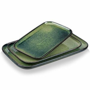 vancasso Stern Serving Platter & Tray Set, 3-Piece Ceramic Serving Plates for Parties, 15.1/13.1/11 Inch Easy-Clean Large Serving Dish for Main C
