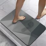 Homlab Bathroom Bath Mat Rug, Diatomaceous Earth Water Absorbent Rubber Backed Non-Slip Bathroom Floor Mat Carpet Square Cool Thin Washable Quick