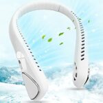 caccooi Bladeless Neck Fans, Portable Neck Fan Rechargeable 5000 mAh, USB-C Powered with 3 Speeds, Personal Fans Round Neck Great For Women Men K