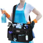 CHZUOBER Large Cleaning Caddy Organizer with Handle, Sponge Shoulder Strap Cleaning Supplies Organizer with Foldable Dividers Zipper Pocket Clean