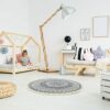IHONYI Round Cotton Area Rugs 90cm Washable Machine Hand Woven Tassels Circle Rug Carpet Chic Bohemian Pattern Floor Mats Boho rug for Bedroom Li