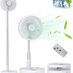 Primevolve Portable Oscillating Standing Fan,Rechargeable Battery Operated USB Floor Table Desk Fan with Remote, 4 Speed Settings Pedestal Fans f