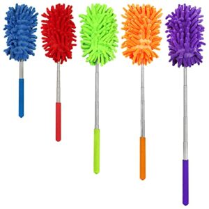 5Pcs Microfiber Extendable Dusters for Cleaning, Aifuda Removable Washable Hand-held Duster for Cleaning Offices, Furniture, Cars, Air Conditione