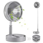 Fuhaieec Foldaway Stand Fan Rechargeable Fan Ultra Lightweight Portable Fan, Desk and Table Fan with Adjustable Height with 4 Speed Modes for Out