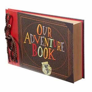 Scrapbook Photo Album,Our Adventure Book Scrapbook, Embossed Words Hard Cover Movie Up Travel Scrapbook for Anniversary, Wedding, Travelling, Bab