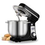 Biolomix Kitchen ElectricStand Mixer with DC Quiet Motor, 6-Speed Tilt-Head Food Mixer with 6L Stainless Steel Bowl, Dough Hook, Flat Beater, Whi