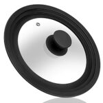 Universal Lid for Pots, Pans and Skillets - Tempered Glass Lid with Heat Resistant Silicone Rim Fits 20cm, 22cm and 24cm Diameter Cookware, Repla