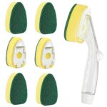 Soap Control Handle Dishwand Refills, 6 Sponges Heads Dish Wand Refill Replacement, Heavy Duty Non-Scratch Scrubber Dispensing Scrub Brush, Dishw
